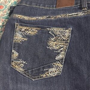 Maurices Navy Jeans with Silver and Gold Details